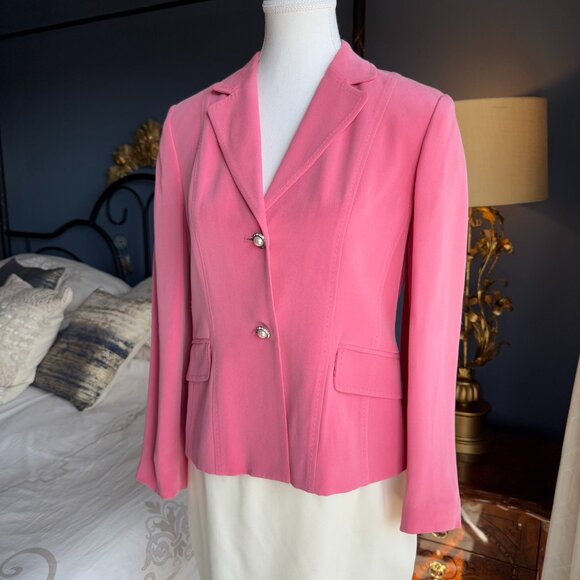100% Silk Pink Blazer With Pearly Bling Buttons - Picture 1 of 12